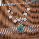 Charm Necklace in Royston Ribbon with Pearl Beads