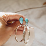 The Rain Drop Hoops in Golden Hills Turquoise
