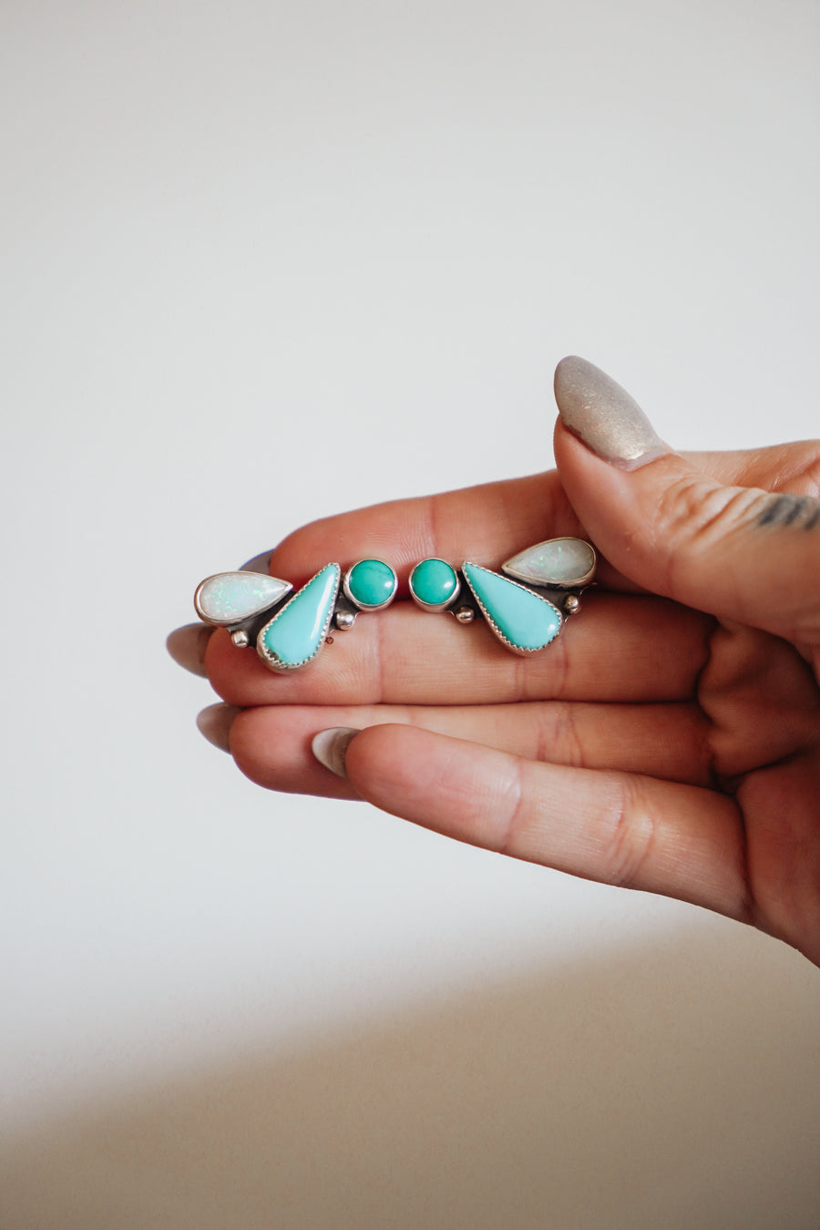 Ear Crawlers in Sterling Opal, Hubei, & Campitos Turquoise