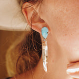 The Rain Drop Hoops in Golden Hills Turquoise