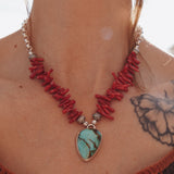 Royston Necklace with Coral Beads