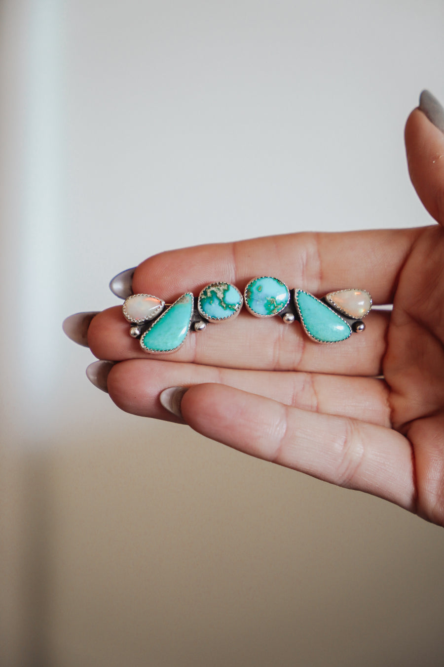 Ear Crawlers in Sterling Opal, Sonoran Mtn & Campitos Turquoise