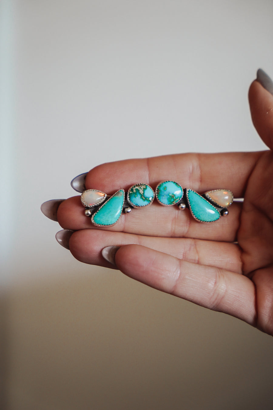 Ear Crawlers in Sterling Opal, Sonoran Mtn & Campitos Turquoise
