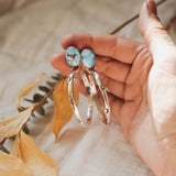 The Rain Drop Hoops in Golden Hills Turquoise