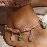The Fray Baby Anklets with Royston Turquoise + Pearl Beads