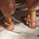 The Fray Baby Anklets with Royston Turquoise + Pearl Beads