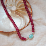 Bubble Gum Choker in Ruby Quartz & Campitos Turquoise