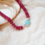 Bubble Gum Choker in Ruby Quartz & Campitos Turquoise