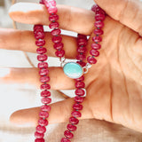 Bubble Gum Choker in Ruby Quartz & Campitos Turquoise