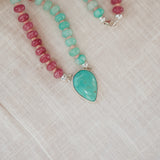 Pre-Order: Summer Breeze Necklace in Rose Quartz + Aventurine with Turquoise