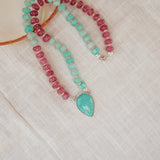 Pre-Order: Summer Breeze Necklace in Rose Quartz + Aventurine with Turquoise