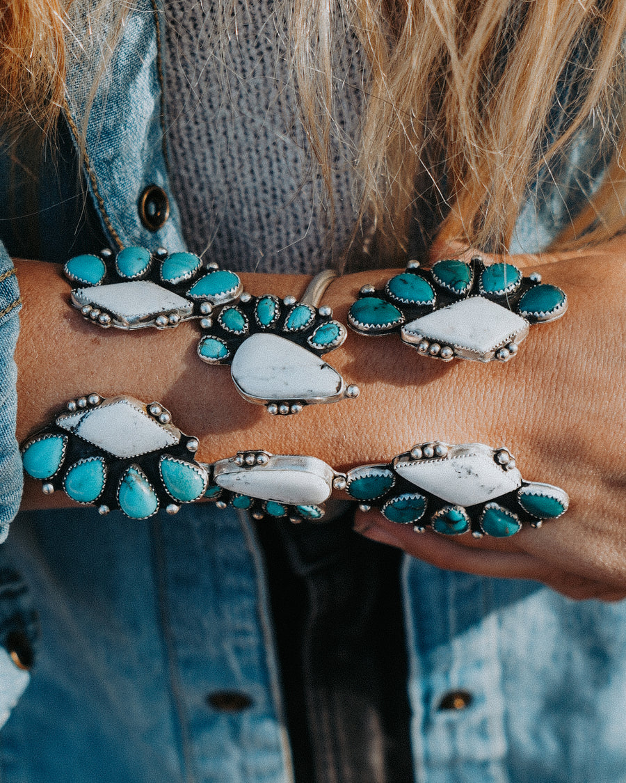 Statement Cuff in White Buffalo & Hubei Turquoise