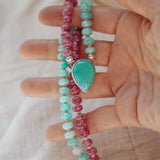 Pre-Order: Summer Breeze Necklace in Rose Quartz + Aventurine with Turquoise