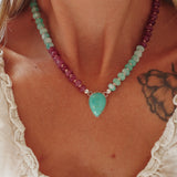 Pre-Order: Summer Breeze Necklace in Rose Quartz + Aventurine with Turquoise