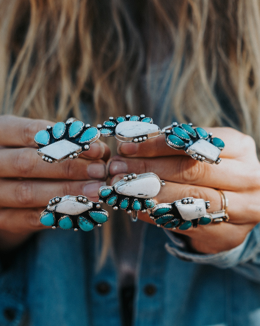 Statement Cuff in White Buffalo & Hubei Turquoise