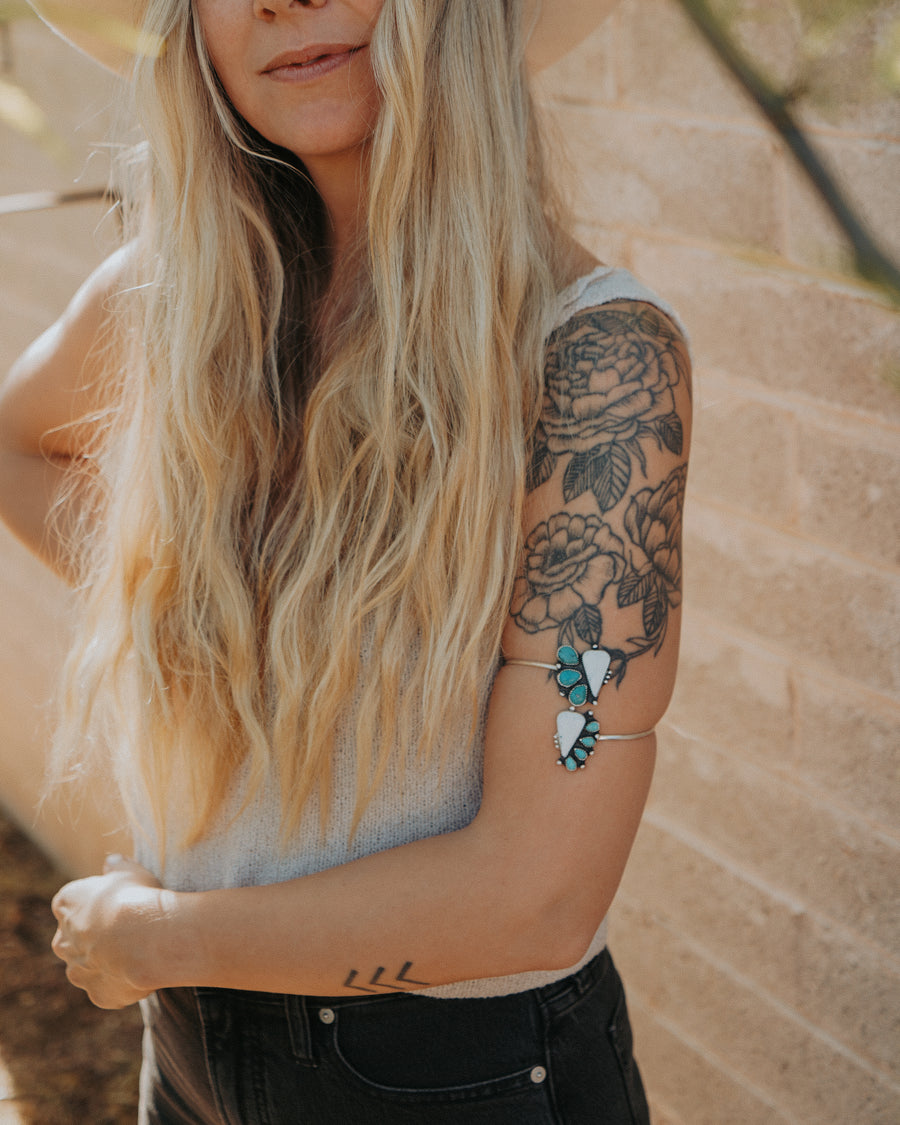 Boho Arm Band in White Buffalo & Hubei Turquoise