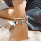 The Fray Baby Anklets with Larimar + Pearl Beads