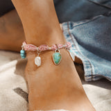 The Fray Baby Anklets with Royston Turquoise + Pearl Beads
