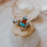 Cairn Ring in Golden Hills, Egyptian Turquoise, Red Kyanite, & Pink Opal (Size 9)