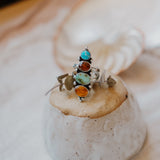 Cairn Ring in Verde Valley, Blue Ridge, Red Kyanite, & Amber (Size 8)