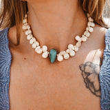 The Desert Dune Choker in Magnesite with Turquoise