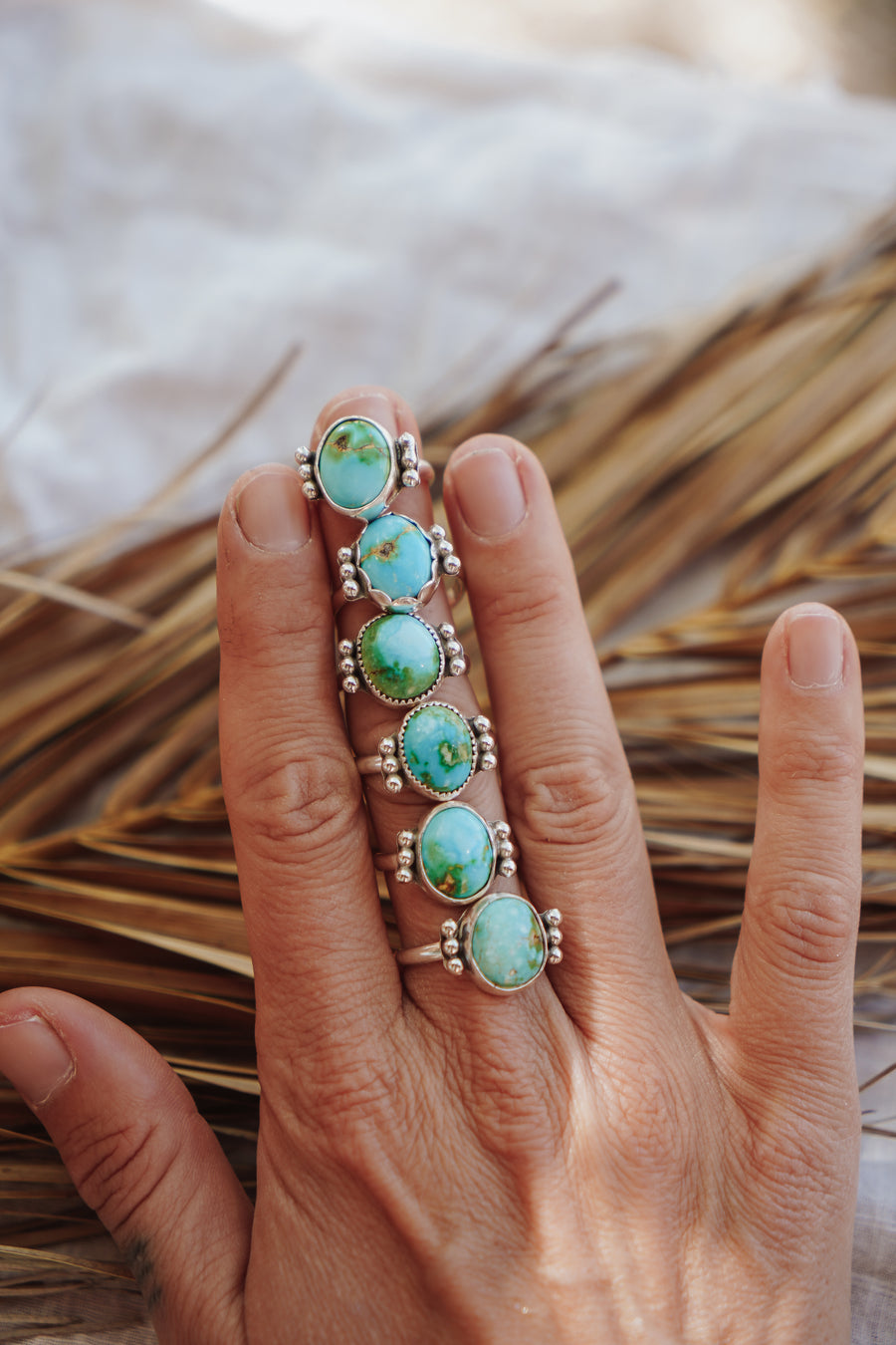 Ellipsis Ring in Sonoran Mountain Turquoise Size 9.5