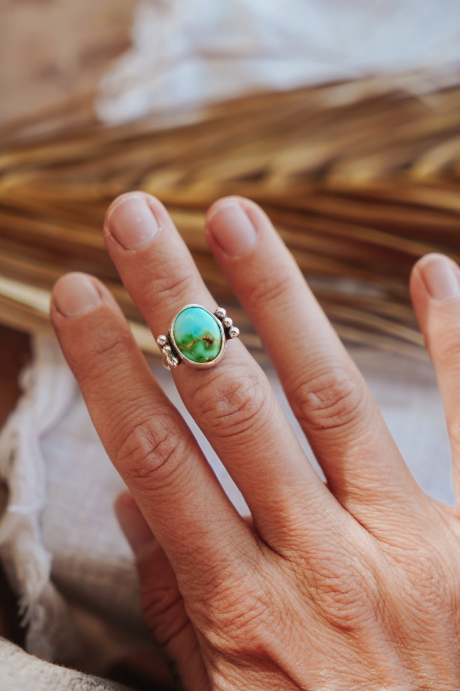 Ellipsis Ring in Sonoran Mountain Turquoise Size 5