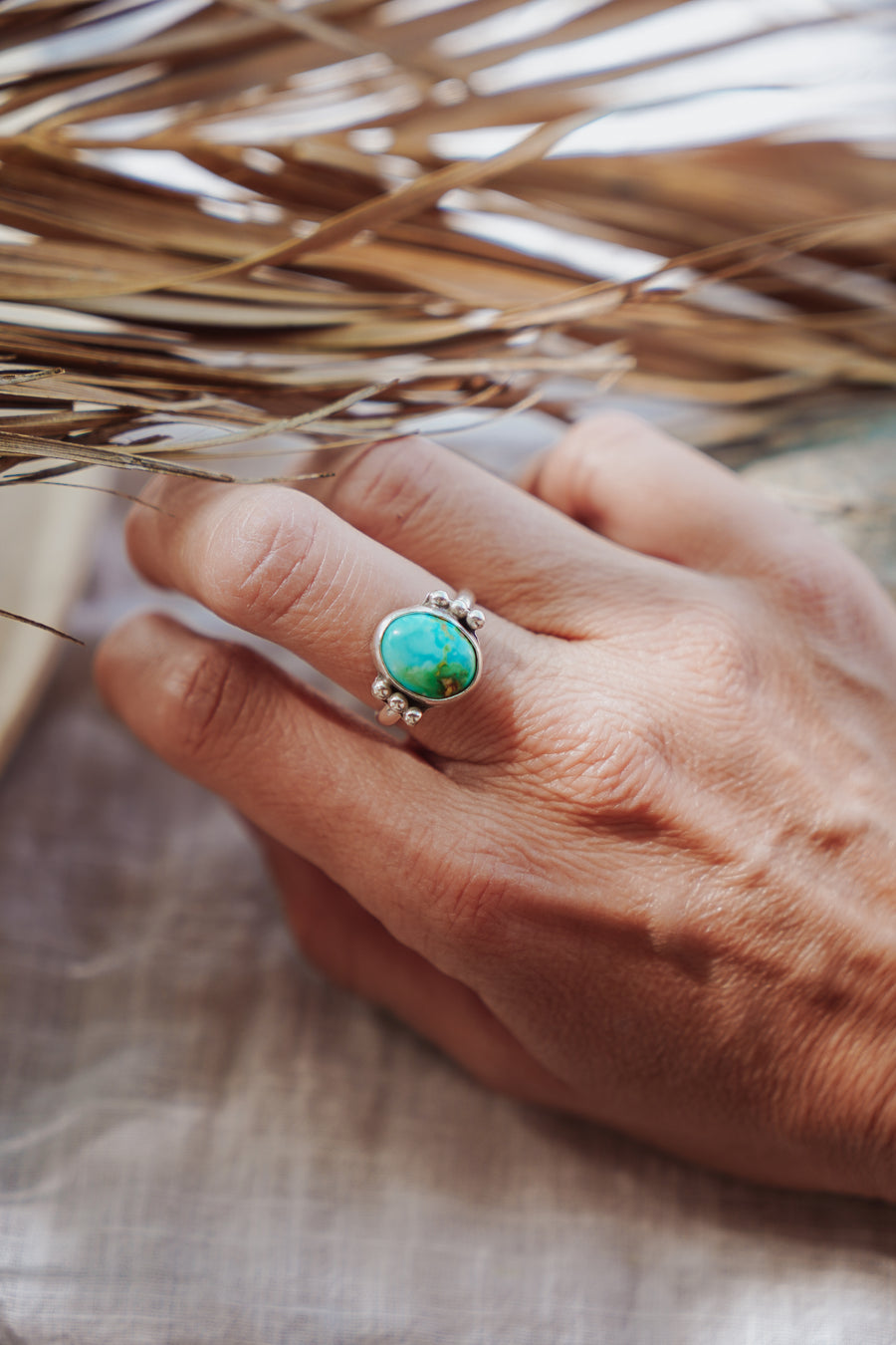 Ellipsis Ring in Sonoran Mountain Turquoise Size 8