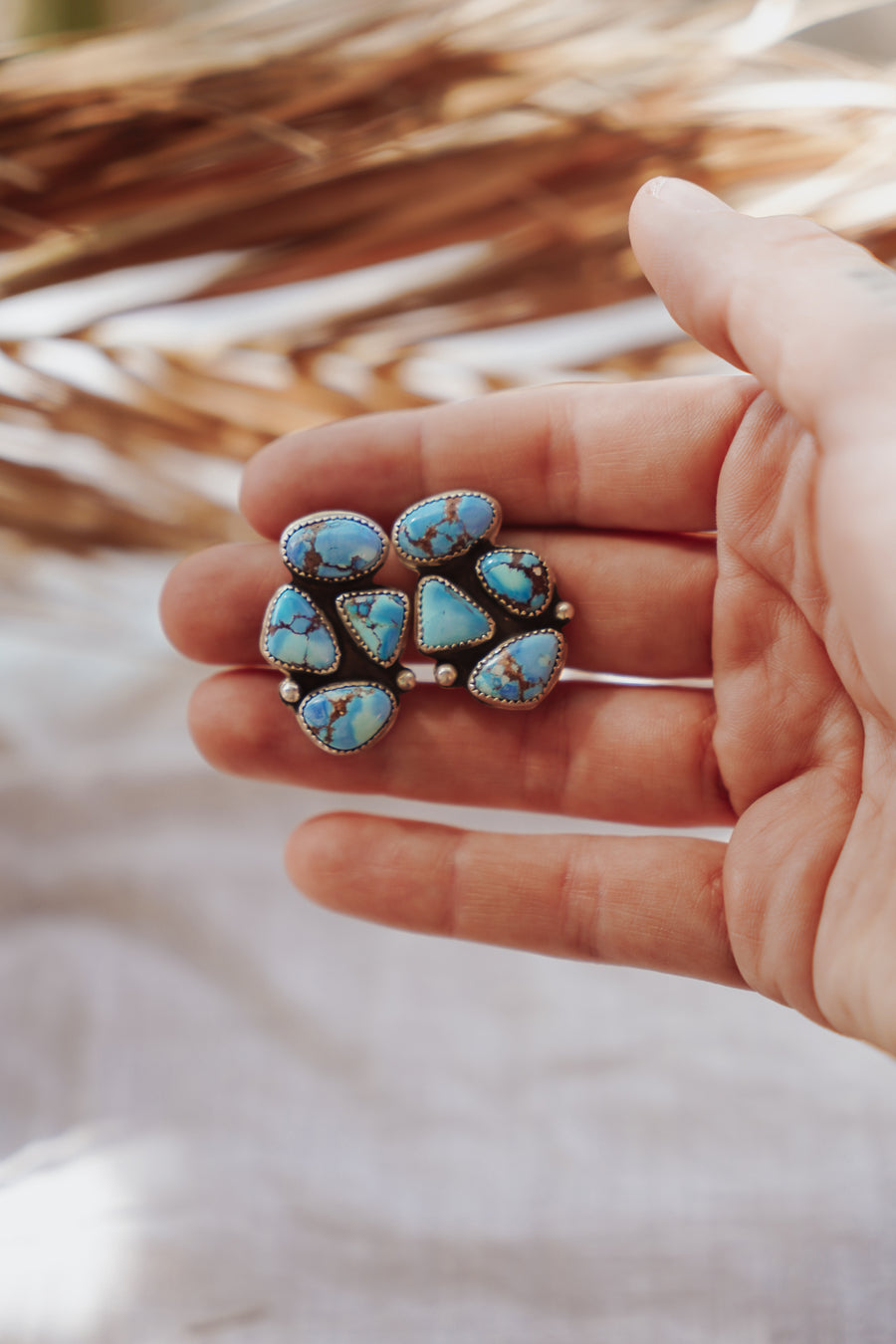 Cluster Studs in Golden Hills Turquoise
