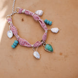 The Fray Baby Anklets with Royston Turquoise + Pearl Beads