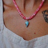 Blossom Babe Necklace in Golden Hills + Rose Quartz Beads