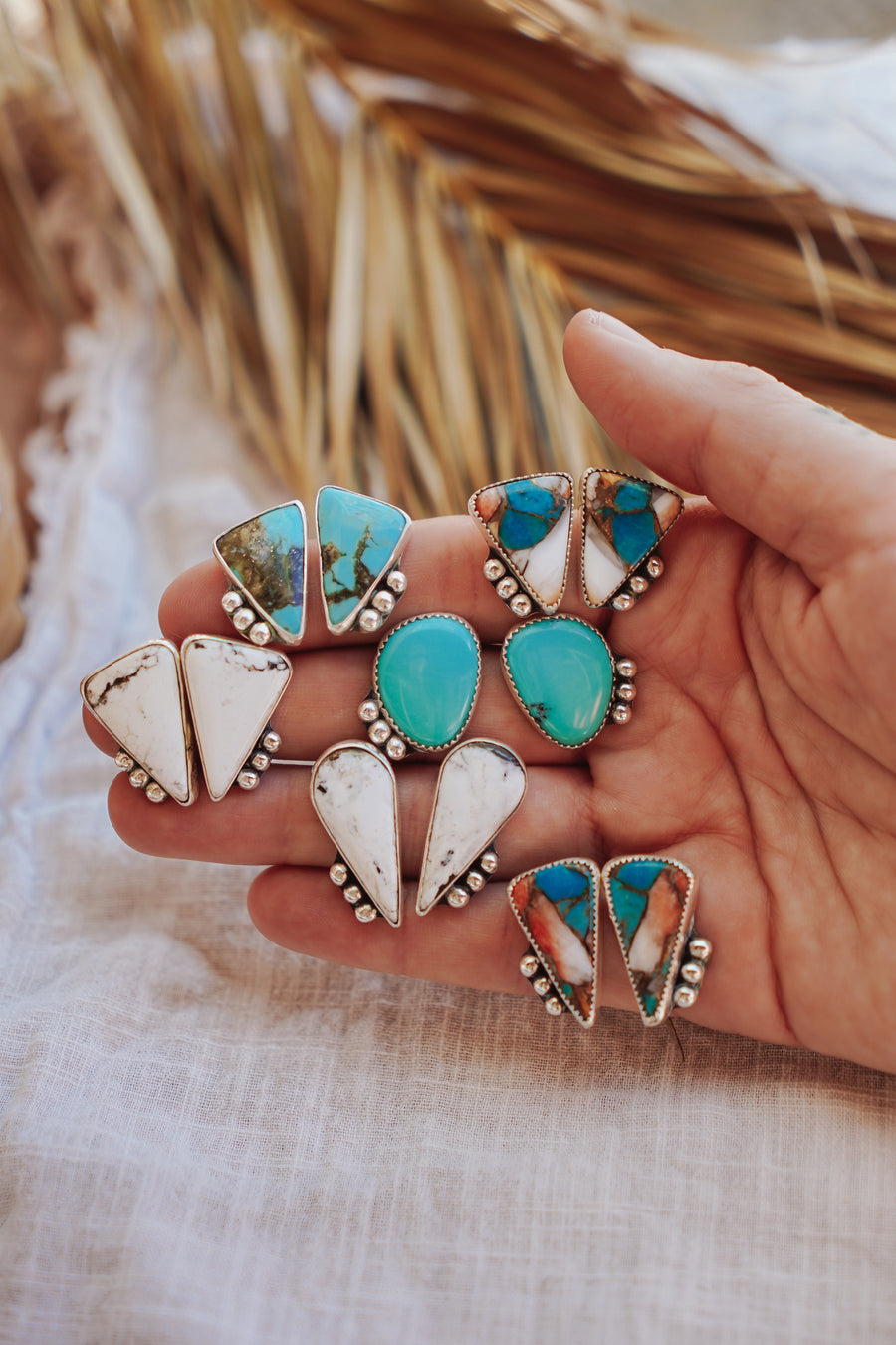 Lacuna Studs in White Buffalo
