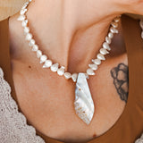 Necklace in Shell + Pearl Beads
