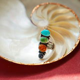 Cairn Ring in Campitos, Emerald Valley, Amber, and Blue Kyanite (Size 7)