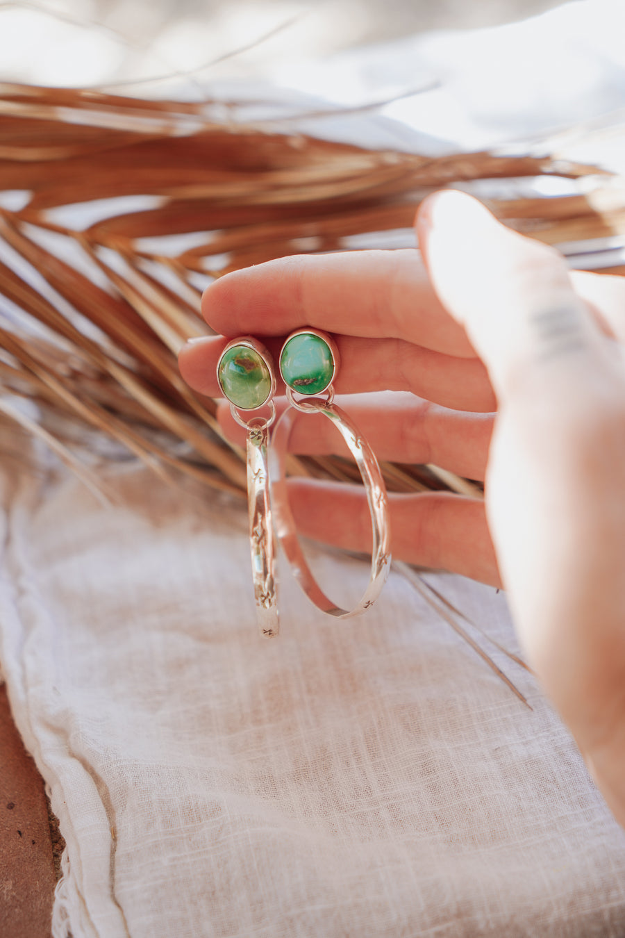 Stud Hoop Earrings in Emerald Valley Turquoise