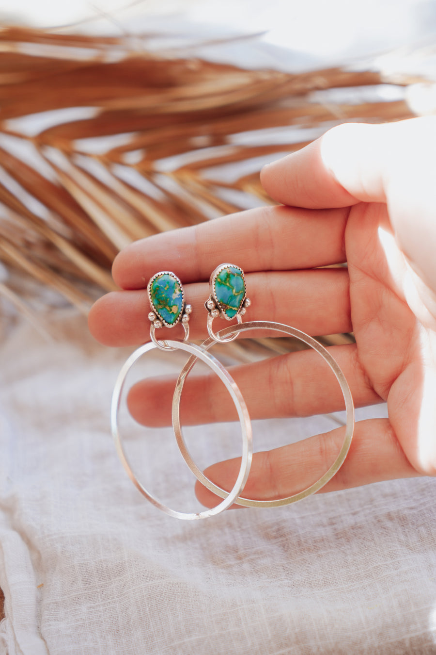 Stud Hoop Earrings in Sonoran Mountain Turquoise