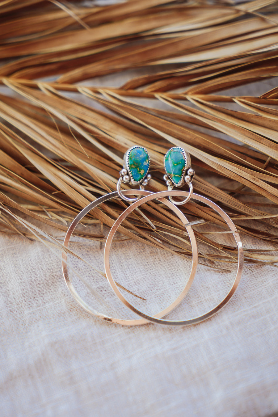 Stud Hoop Earrings in Sonoran Mountain Turquoise