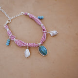 The Fray Baby Anklets with Royston Turquoise + Pearl Beads