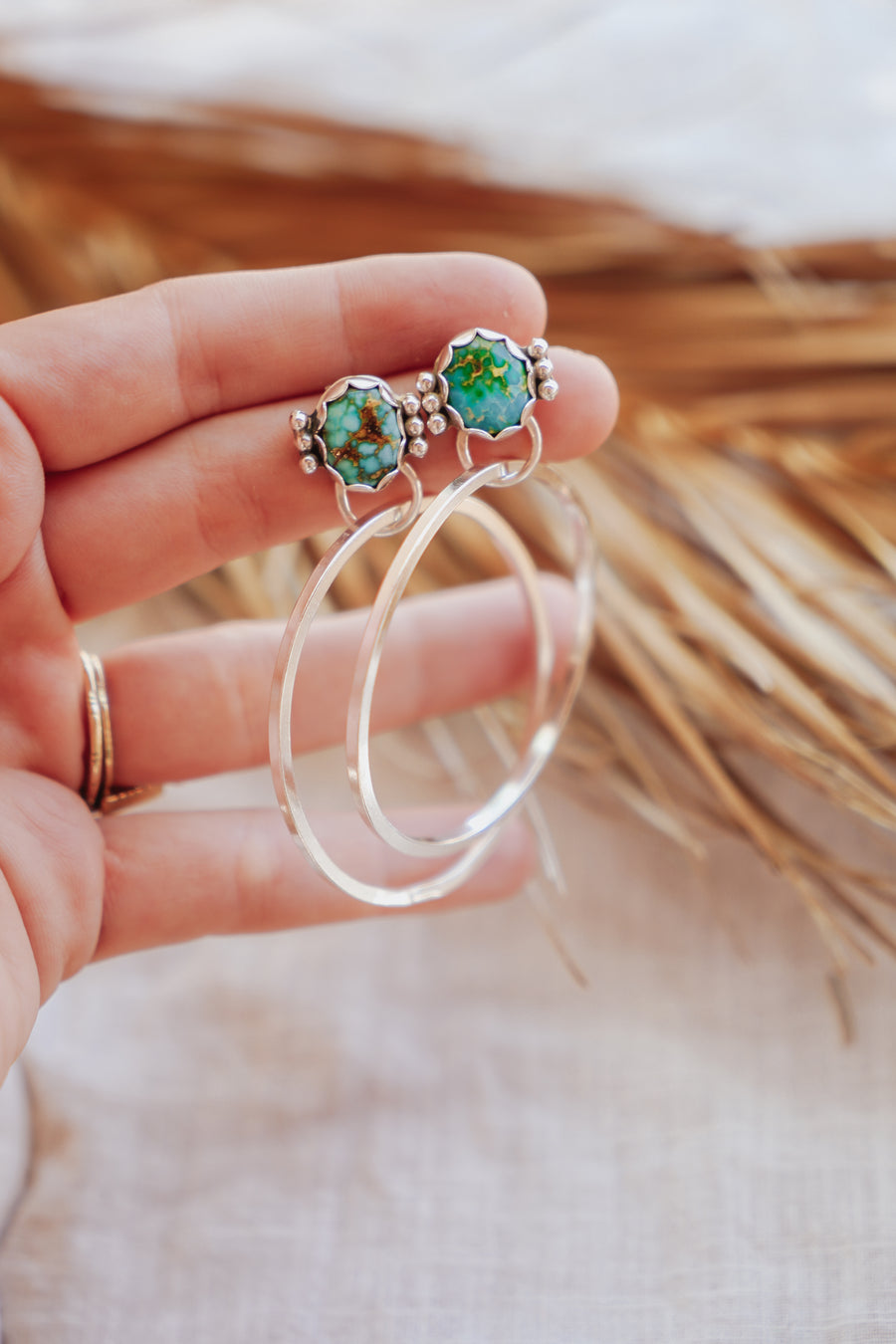Stud Hoop Earrings in Sonoran Mountain Turquoise