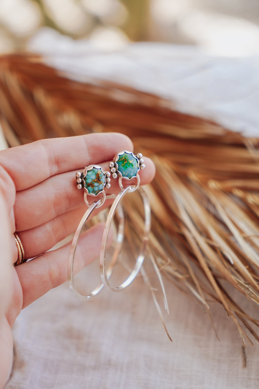 Stud Hoop Earrings in Sonoran Mountain Turquoise
