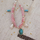 The Fray Baby Anklets with Royston Turquoise + Pearl Beads