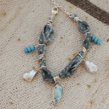 The Fray Baby Anklets with Larimar + Pearl Beads