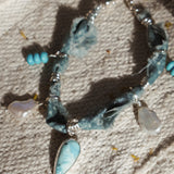 The Fray Baby Anklets with Larimar + Pearl Beads