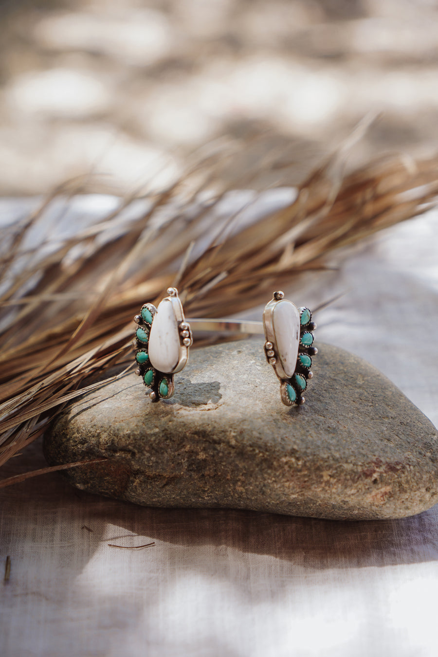 Statement Cuff in White Buffalo & Hubei Turquoise