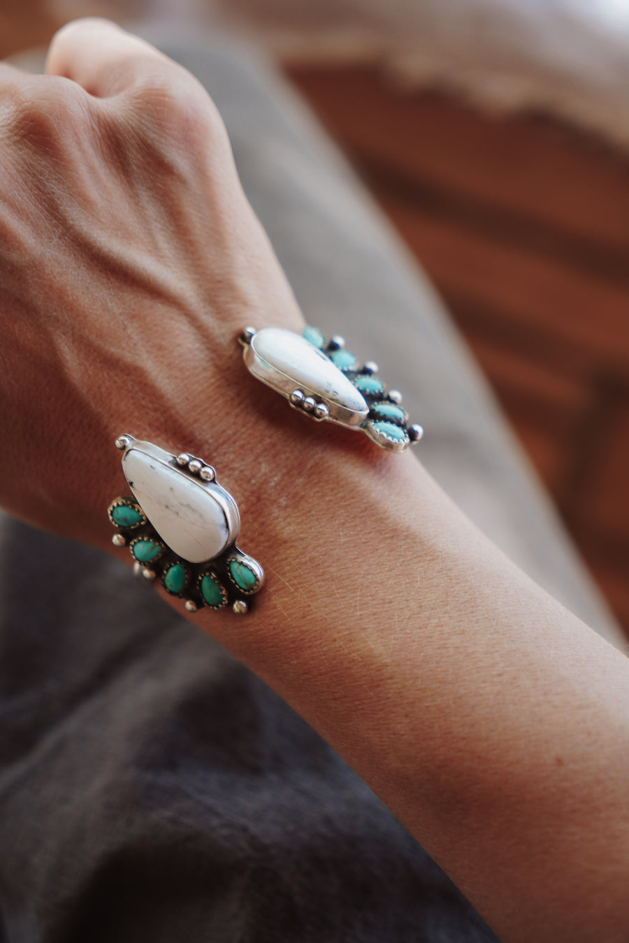 Statement Cuff in White Buffalo & Hubei Turquoise