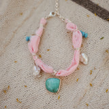The Fray Baby Anklets with Royston Turquoise + Pearl Beads