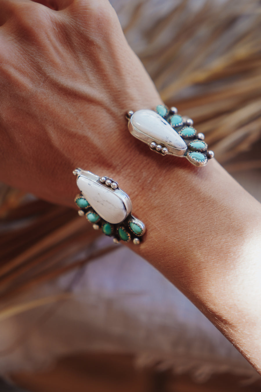 Statement Cuff in White Buffalo & Hubei Turquoise