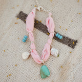 The Fray Baby Anklets with Royston Turquoise + Pearl Beads