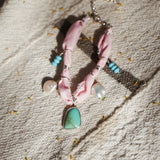 The Fray Baby Anklets with Royston Turquoise + Pearl Beads