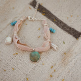 The Fray Baby Anklets with Royston Turquoise + Pearl Beads